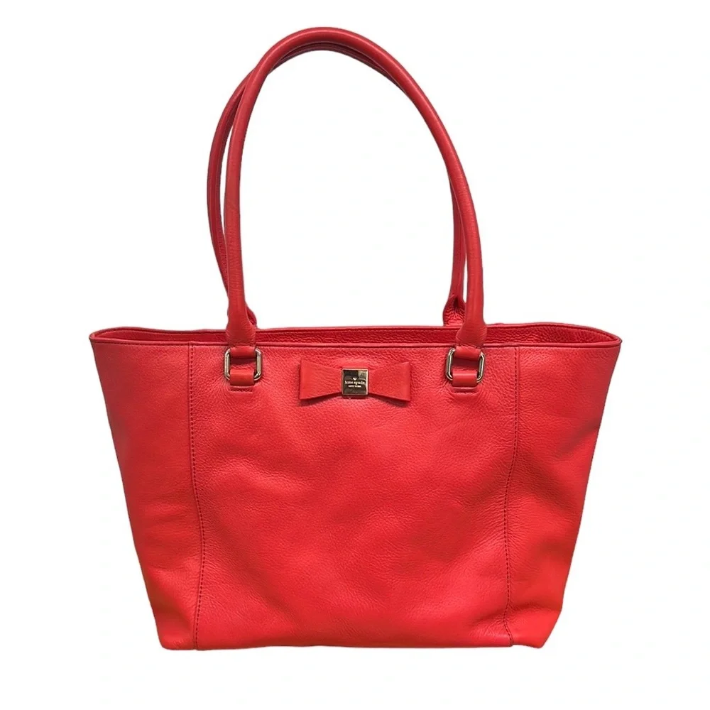 Kate Spade Pink Large Leather Tote Shoulder Bag Purse 10.25